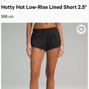 LULULEMON Hotty Hot Low-Rise Lined Short 2.5”